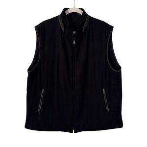 Corneliani ID Navy Blue Wool & Leather Twill Reversible Vest Size 58 R / 48 XXL